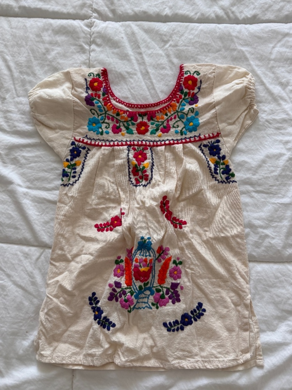 Girls Traditional Mexican Embroidered Floral Dress 2T